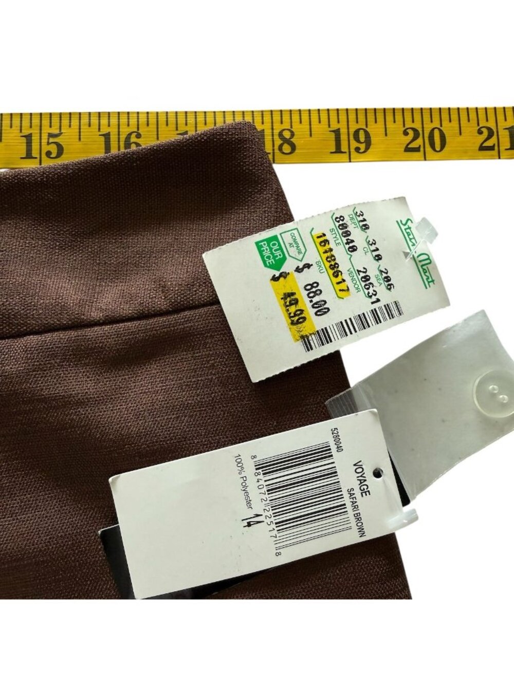 Grace Elements Pants Womens Size 14 Wide Leg Woven 2 Pocket Brown - Picture 7 of 11